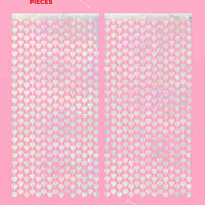 Shimmer Heart Curtain - iridescent foil curtain