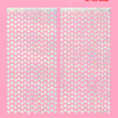 Shimmer Heart Curtain - iridescent foil curtain