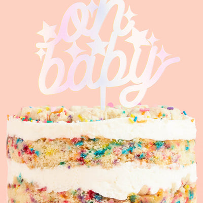 Oh Baby Topper - iridescent cake topper