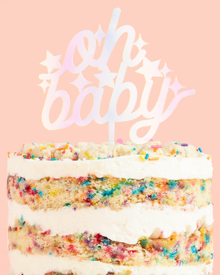 Oh Baby Topper - iridescent cake topper