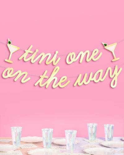 Tini One On The Way Banner - gold foil banner