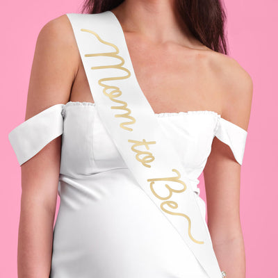 Mom to Be Sash - white satin sash