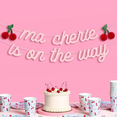 Ma Cherie is on the Way Banner - 3D glitter banner