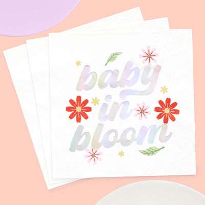 Baby in Bloom Napkins - 50 white napkins