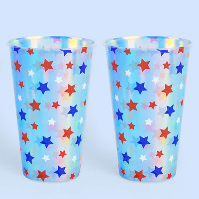 Stars & Stripes Cups - 16 iridescent 16 oz cups
