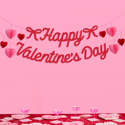 Happy Valentine's Day Banner - 3D glitter banner
