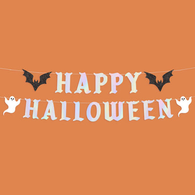 Happy Halloween Banner - iridescent foil banner