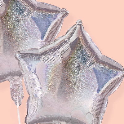 Shimmer Star Balloons - 4 iridescent balloons