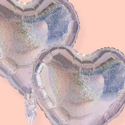 Shimmer Heart Balloons - 4 iridescent balloons
