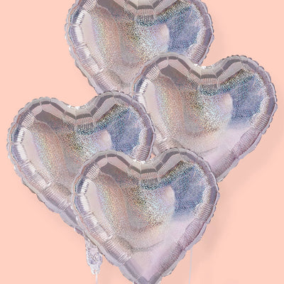 Shimmer Heart Balloons - 4 iridescent balloons