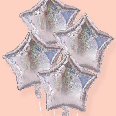 Shimmer Star Balloons - 4 iridescent balloons