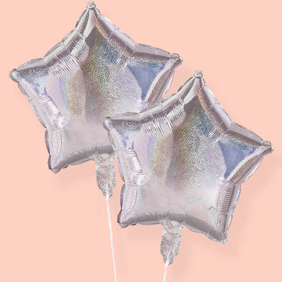 Shimmer Star Balloons - 4 iridescent balloons