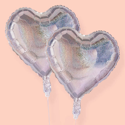 Shimmer Heart Balloons - 4 iridescent balloons