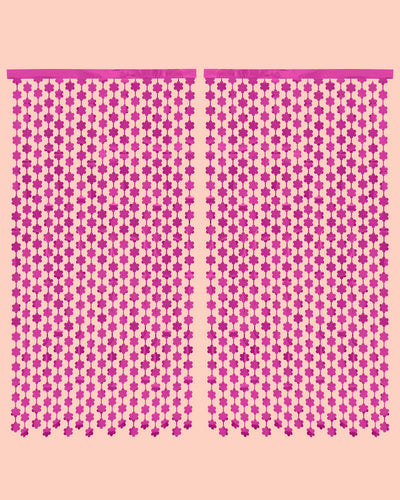 Flower Power Curtain - hot pink foil curtain