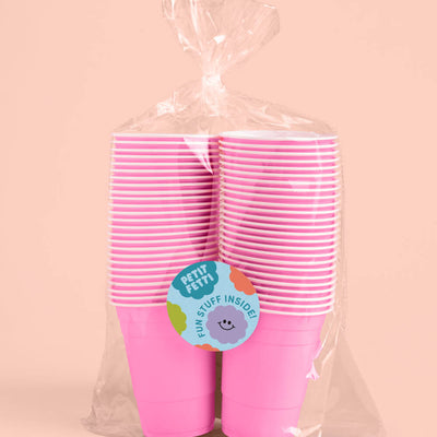 Pink Party Cups - 50 matte pink 16 oz cups