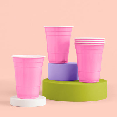 Pink Party Cups - 50 matte pink 16 oz cups