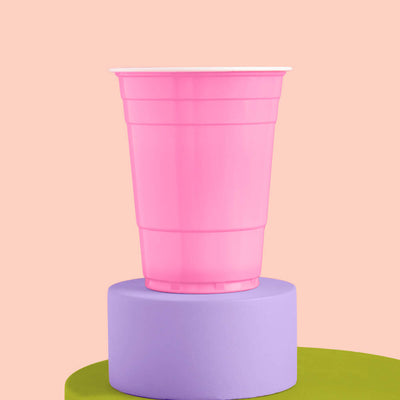 Pink Party Cups - 50 matte pink 16 oz cups