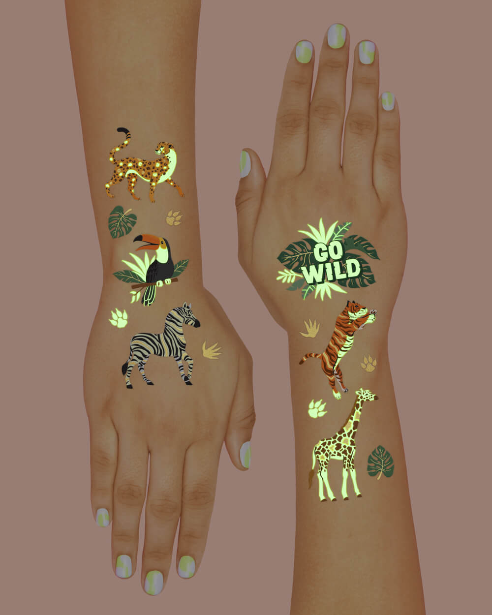 Go Wild Glo Tats - 52 temporary tattoos