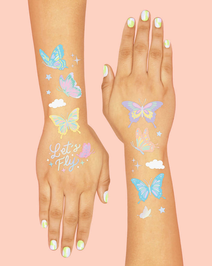 Let's Fly Tats - 70 foil temporary tattoos