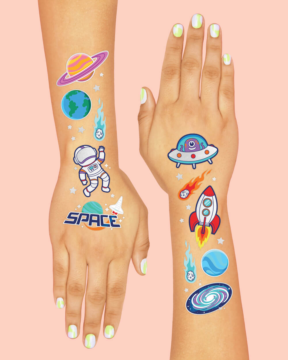 Blast Off Tats - 50 foil temporary tattoos