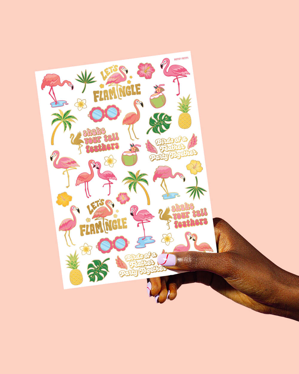 Let's Flamingle Tats - 50 foil temporary tattoos