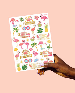 Let's Flamingle Tats - 50 foil temporary tattoos