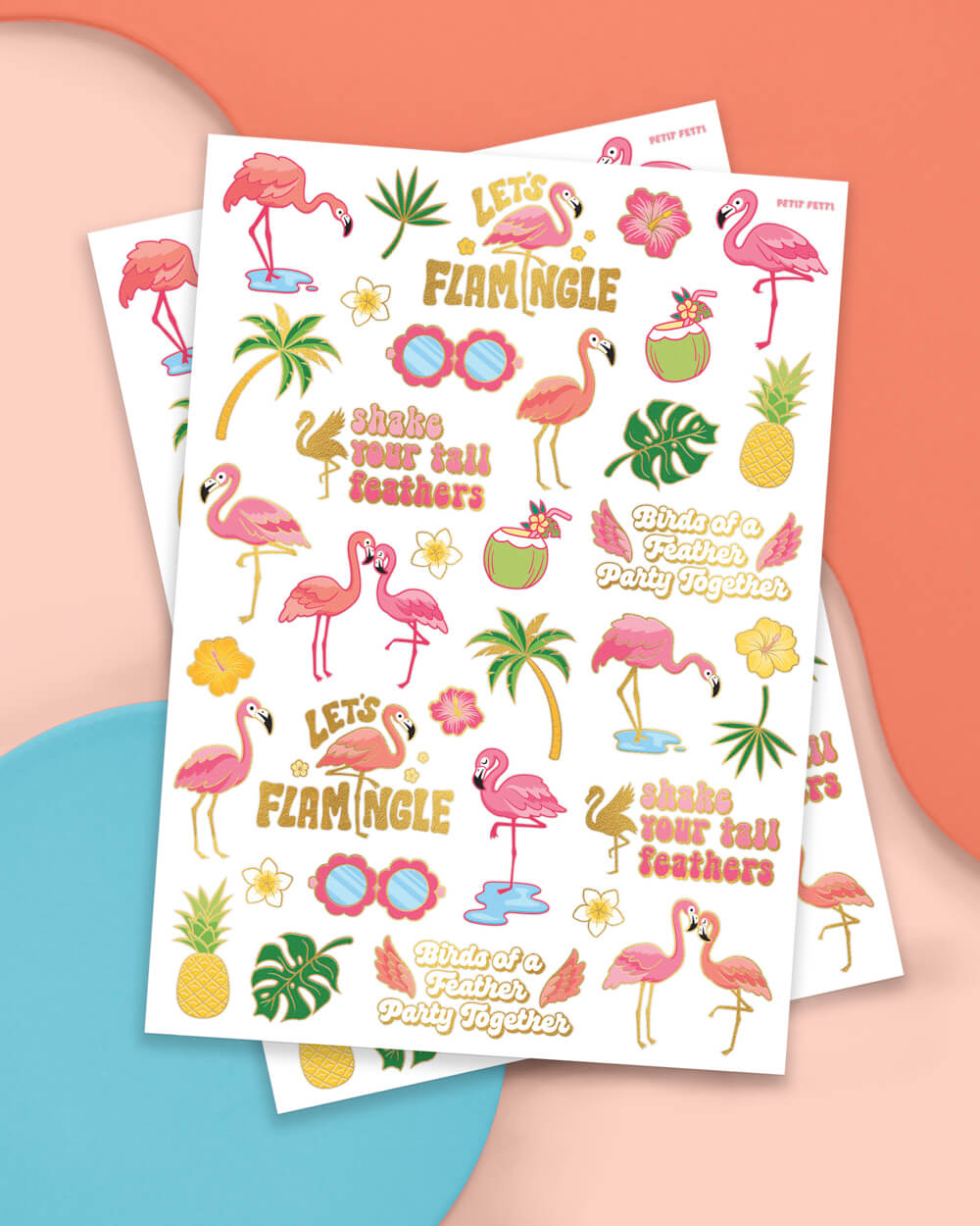 Let's Flamingle Tats - 50 foil temporary tattoos