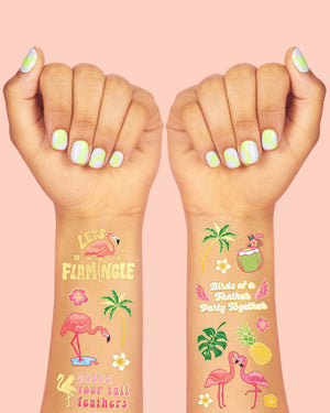 Let's Flamingle Tats - 50 foil temporary tattoos