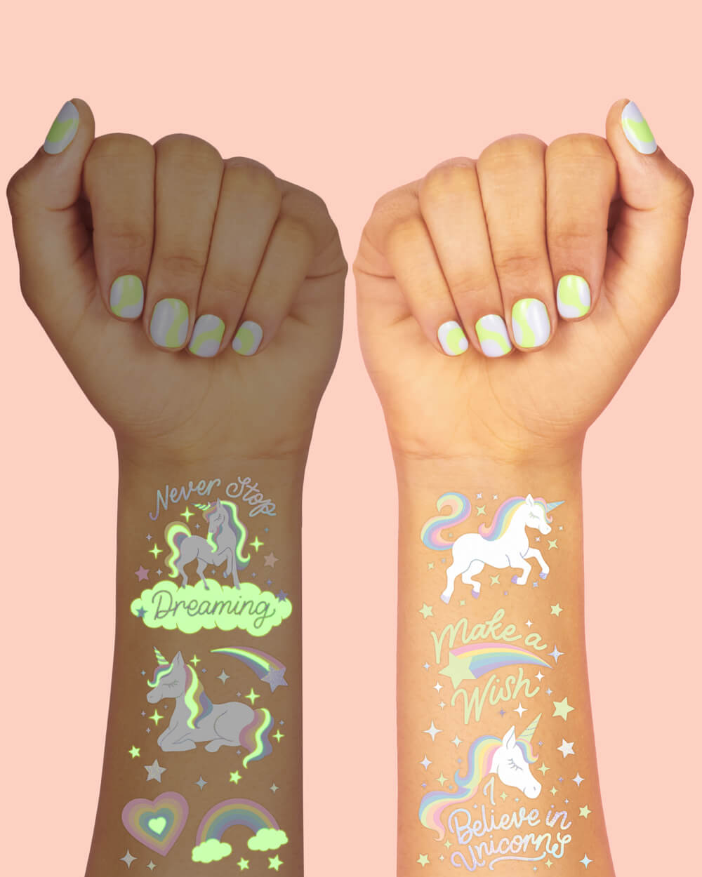 Unicorn Glo Tats - 46 foil temporary tattoos