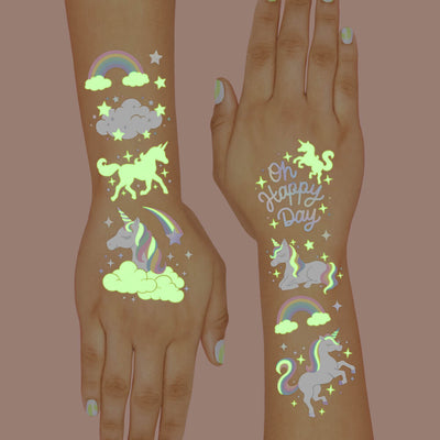 Unicorn Glo Tats - 46 foil temporary tattoos