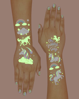 Unicorn Glo Tats - 46 foil temporary tattoos