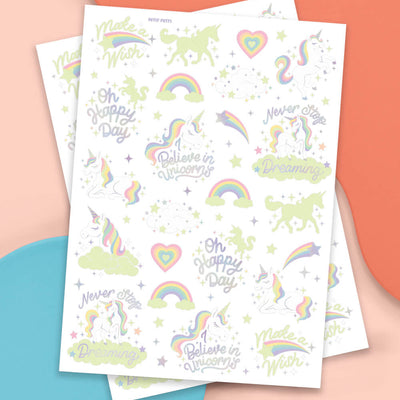 Unicorn Glo Tats - 46 foil temporary tattoos