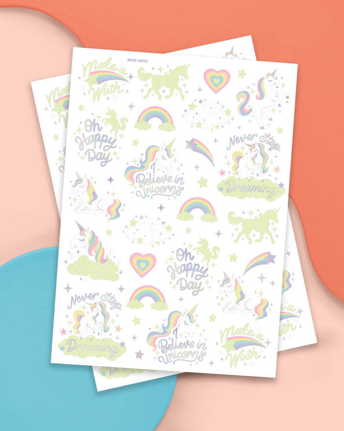 Unicorn Glo Tats - 46 foil temporary tattoos