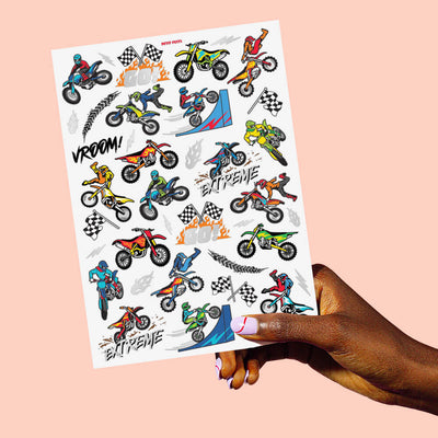 Motocross Tats - 48 foil temporary tattoos