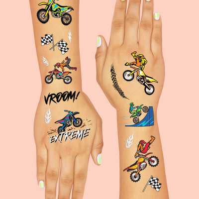 Motocross Tats - 48 foil temporary tattoos