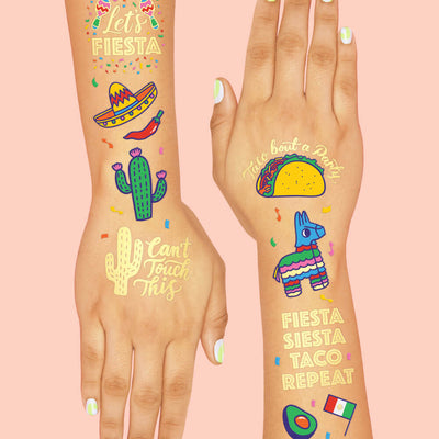 Let's Fiesta Tats - 40 foil temporary tattoos