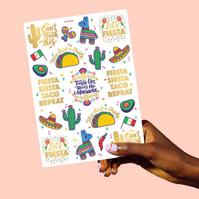 Let's Fiesta Tats - 40 foil temporary tattoos