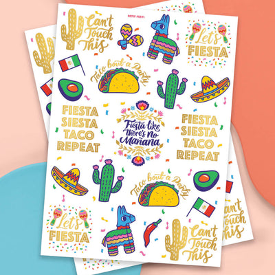 Let's Fiesta Tats - 40 foil temporary tattoos