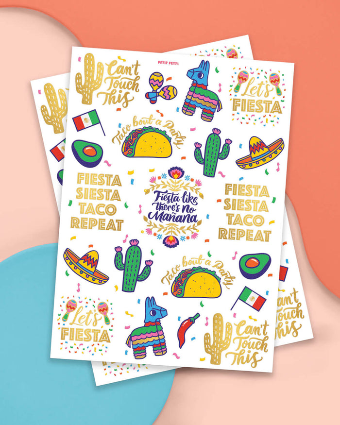 Let's Fiesta Tats - 40 foil temporary tattoos