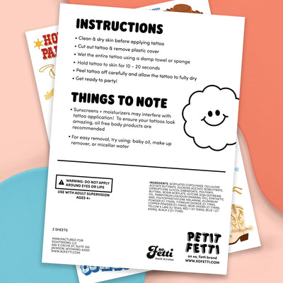 Wild Wild West Tats - 52 foil temporary tattoos