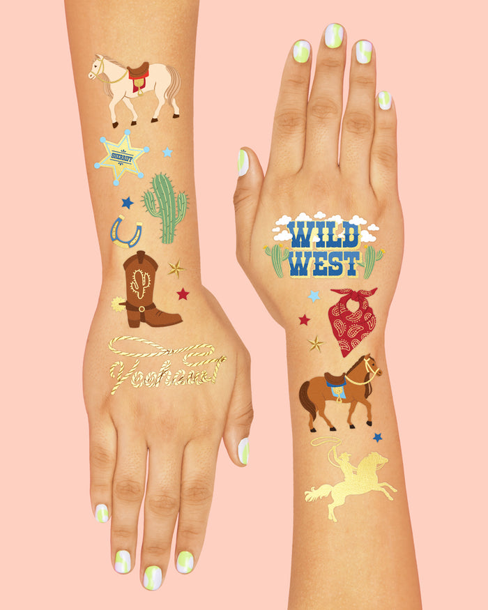 Wild Wild West Tats - 52 foil temporary tattoos