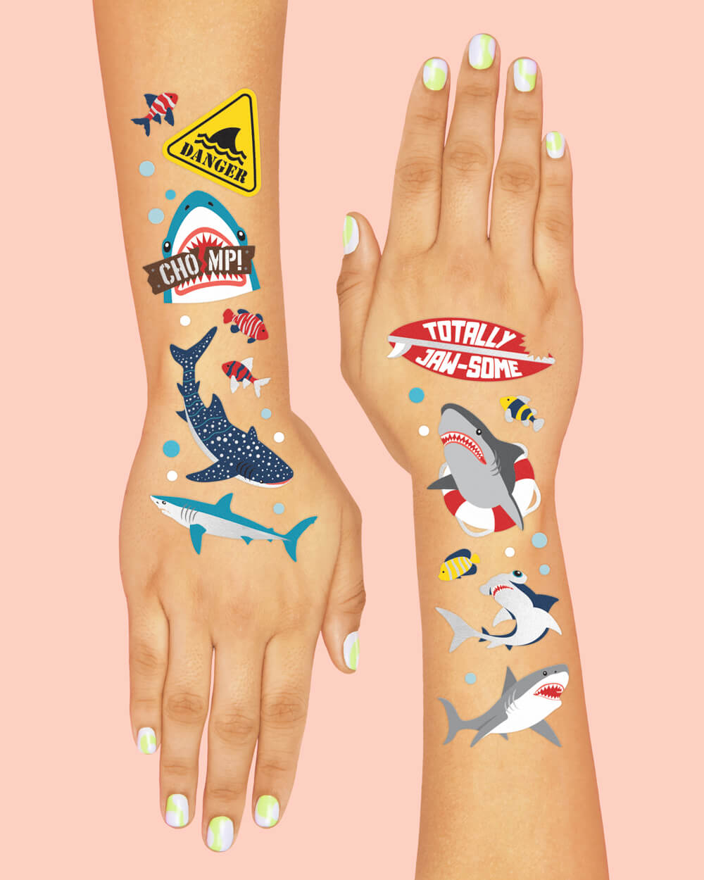 Shark Tats - 38 foil temporary tattoos