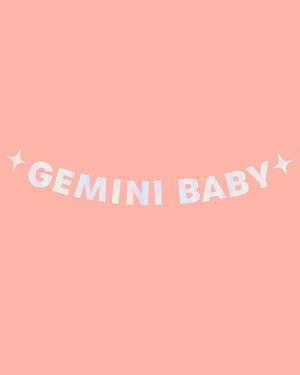 Gemini Baby Banner - iridescent foil banner