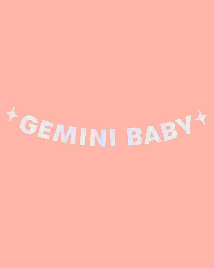 Gemini Baby Banner - iridescent foil banner