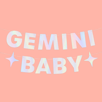 Gemini Baby Banner - iridescent foil banner