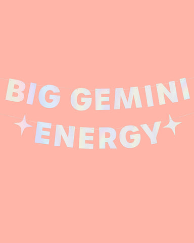 Big Gemini Energy Banner - iridescent foil banner