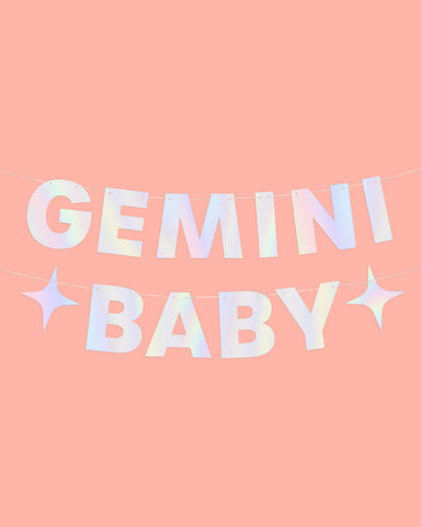 Gemini Baby Banner - iridescent foil banner