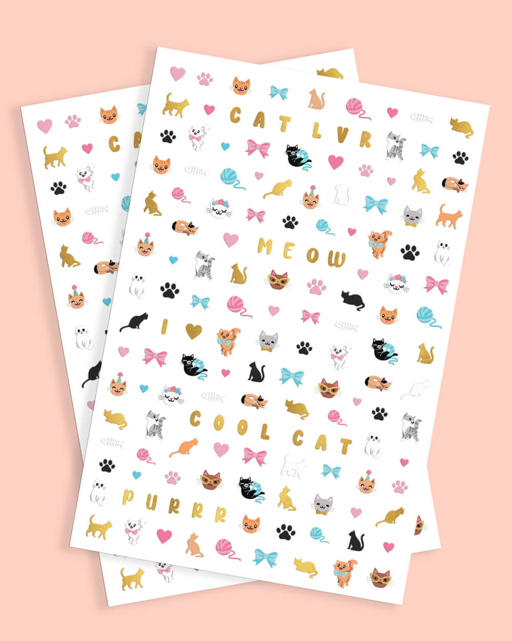 Cool Cat Nail Stickers - 608 nail stickers