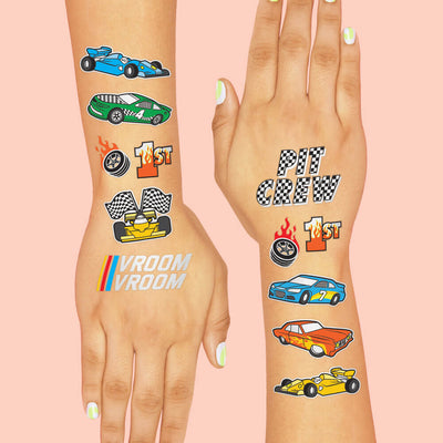 Racecar Tats - 46 foil temporary tattoos