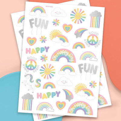 Rainbow 🌈 Tats - 46 foil temporary tattoos